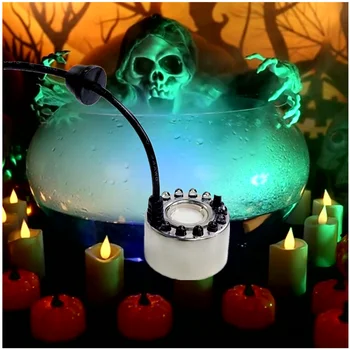 2023 Halloween Mini LED Pumpkin Light Fogger Water Fountain Pond Fog Machine Atomizer - Perfect for Halloween and Christmas Party Decoration